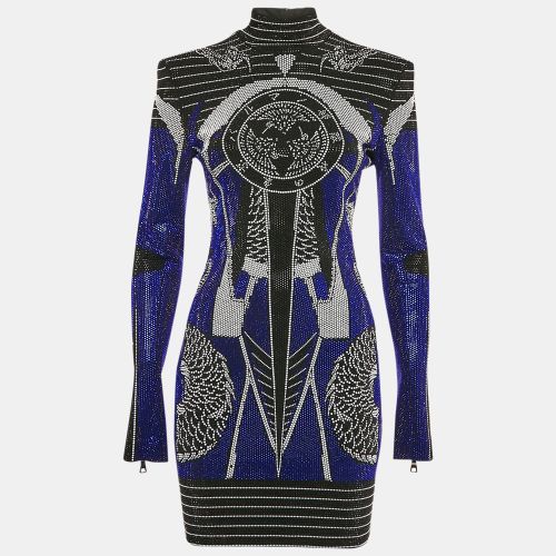 Balmain Blue/Multicolor Studded Mini Bodycon Dress M - Balmain - Modalova