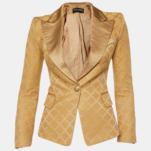 Balmain Beige Diamond Pattern Cotton & Silk Tailored Blazer S - Balmain - Modalova
