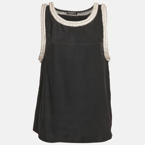 Balmain Black Silk Stud Embellish Detail Tank Top L - Balmain - Modalova