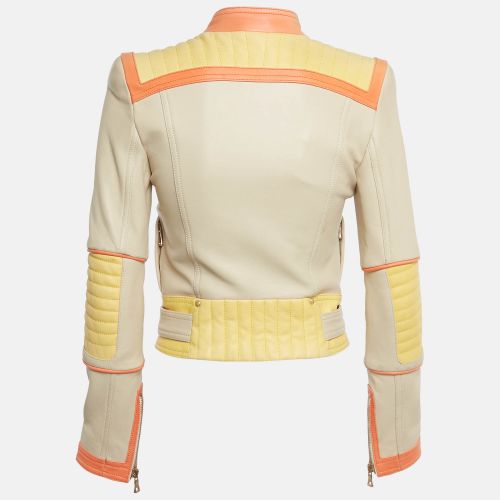 Leather Zip Up Biker Jacket S - Balmain - Modalova