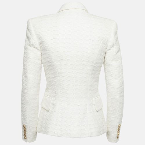 Off- Tweed Double Breasted Blazer S - Balmain - Modalova