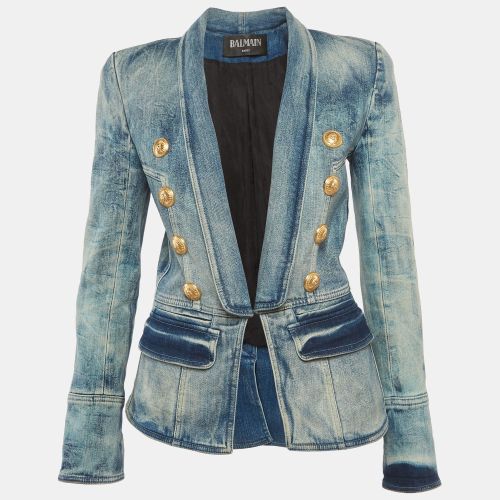 Washed Denim Button Detail Jacket M - Balmain - Modalova