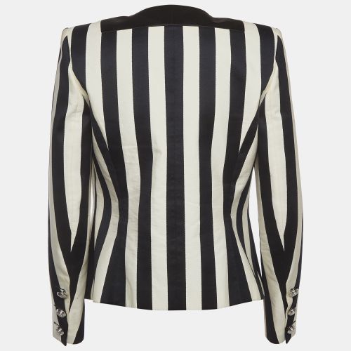Monochrome Striped Open Front Blazer M - Balmain - Modalova