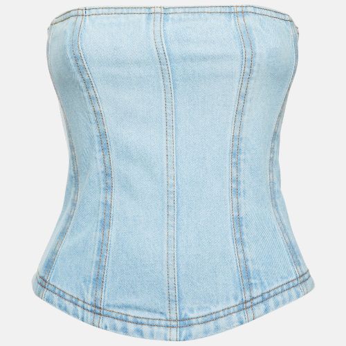 Balmain Blue Denim Zip Up Corset S - Balmain - Modalova