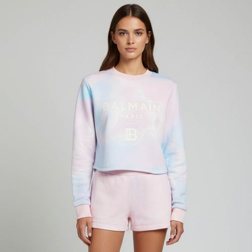 Multicolour Tie-Dye Logo Print Cropped Sweatshirt L - Balmain - Modalova
