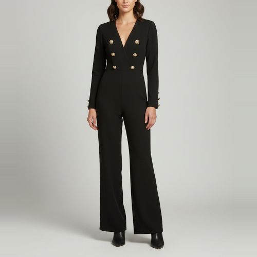 Wool Double-Breasted Flared Jumpsuit S - Balmain - Modalova