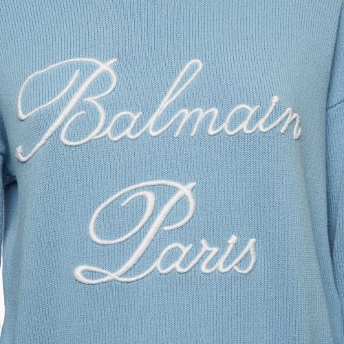 Light Logo Embroidered Knit Pullover Sweater S - Balmain - Modalova
