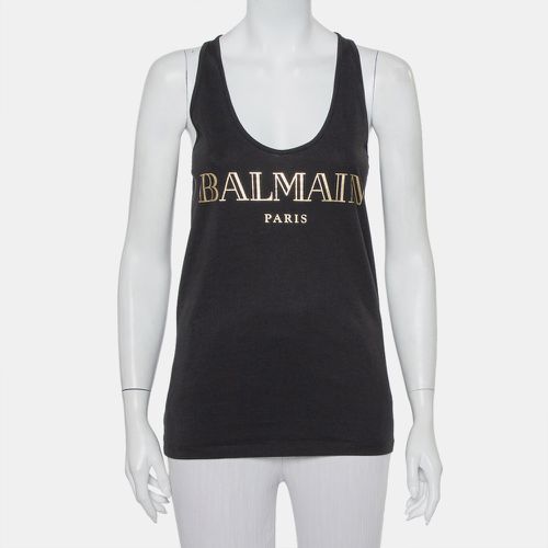 Balmain Black Cotton Logo Printed Tank Top M - Balmain - Modalova