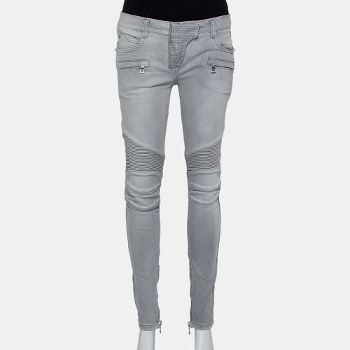 Balmain Grey Denim Biker Jeans M - Balmain - Modalova