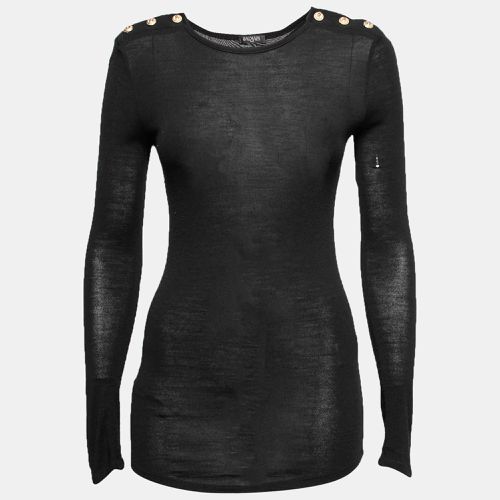 Balmain Black Wool Button Detail Long Sleeve Sweater M - Balmain - Modalova