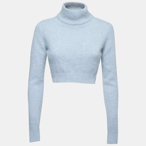 Balmain Blue Angora Turtle Neck Cropped Sweater M - Balmain - Modalova