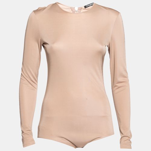 Balmain Nude Stretch Knit Long Sleeve Bodysuit M - Balmain - Modalova