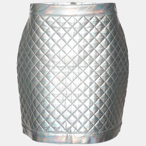 Balmain Silver Quilted Mini Skirt L - Balmain - Modalova