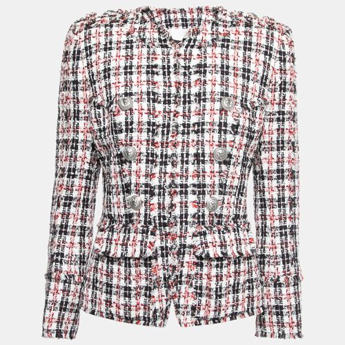 Balmain Black & Red Tweed Button Embellished Jacket M - Balmain - Modalova