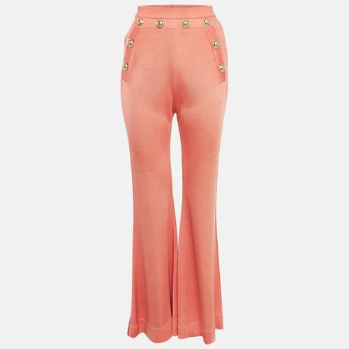 Balmain Orange Coral Knit Button Detailed Flared Trousers M - Balmain - Modalova