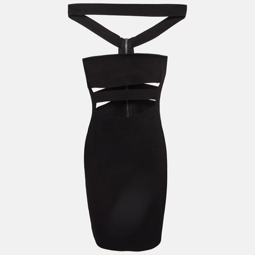 Balmain Black Stretch Knit Cut-Out Bodycon Mini Dress S - Balmain - Modalova