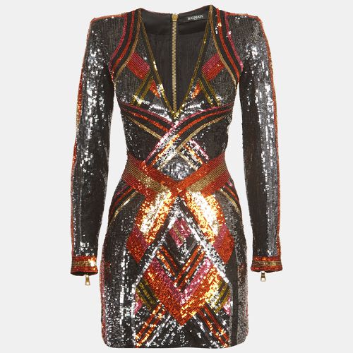 Balmain Multicolor Sequin V-Neck Mini Sheath Dress S - Balmain - Modalova