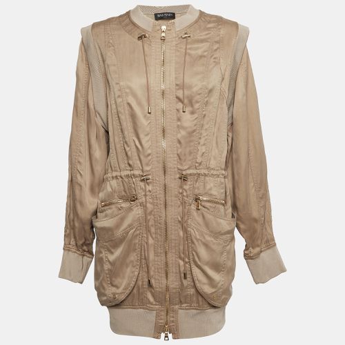 Balmain Beige Long Zip Front Jacket M - Balmain - Modalova