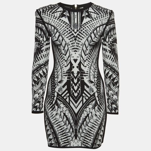 Balmain Black/White Jacquard Knit Mini Bodycon Dress M - Balmain - Modalova