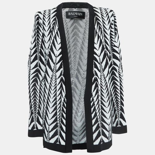 Balmain Black/White Patterned Knit Open Front Cardigan L - Balmain - Modalova