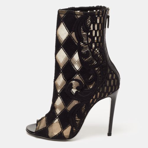 Balmain Black Mesh and Fabric Ankle Boots Size 38 - Balmain - Modalova