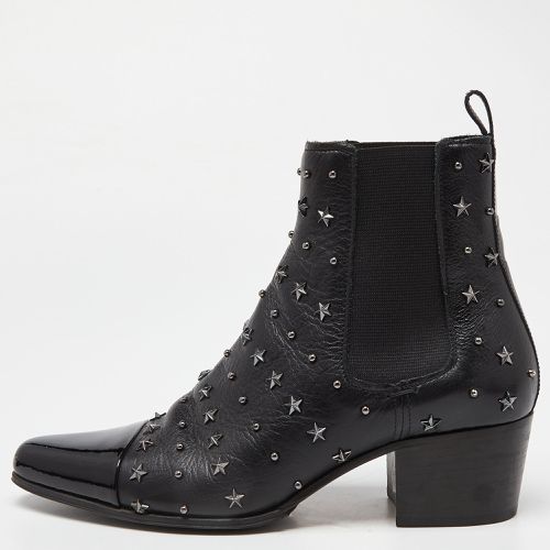 Balmain Black Leather and Patent Studded Ankle Boots Size 39 - Balmain - Modalova