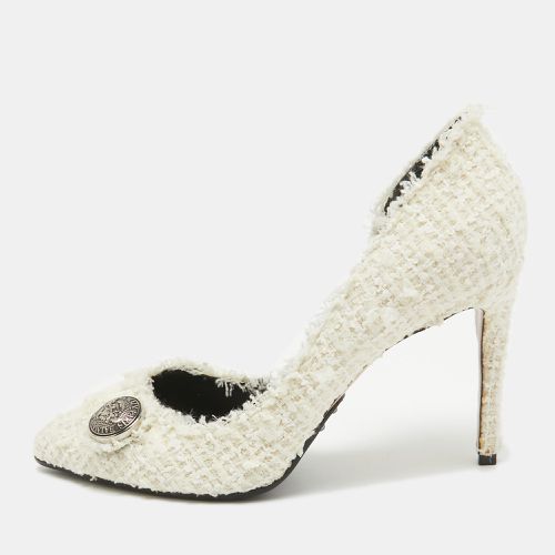 Balmain White Tweed D'orsay Pointed Toe Pumps Size 38 - Balmain - Modalova