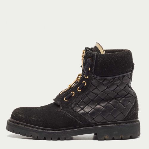 Balmain Black Leather and Suede Taiga Combat Boots Size 37 - Balmain - Modalova