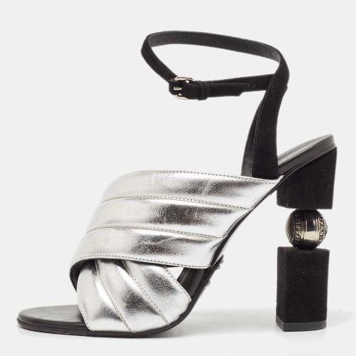 Balmain Silver Leather Cross Strap Slingback Mules Size 40 - Balmain - Modalova