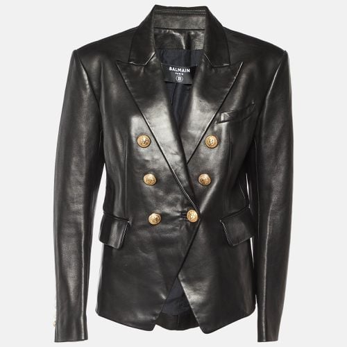 Balmain Black Leather Double Breasted Jacket XL - Balmain - Modalova