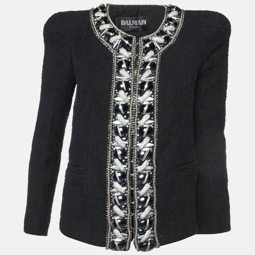 Balmain Black Embellished Tweed Jacket M - Balmain - Modalova