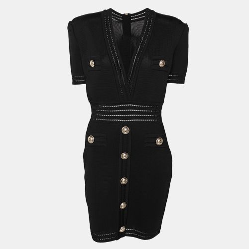 Balmain Black Stretch Knit Bodycon Mini Dress M - Balmain - Modalova