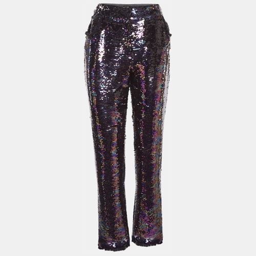 Balmain Purple Fringe Trim Sequin Pants L - Balmain - Modalova