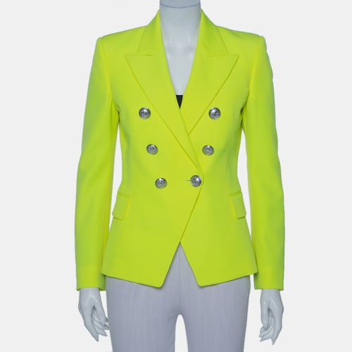 Neon Wool Double Breasted Button Front Blazer M - Balmain - Modalova