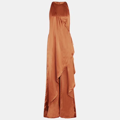 Balmain Brown Satin Draped Maxi Dress S (FR 36) - Balmain - Modalova