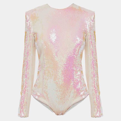 Balmain Pink/White Sequin Bodysuit L (FR 40) - Balmain - Modalova