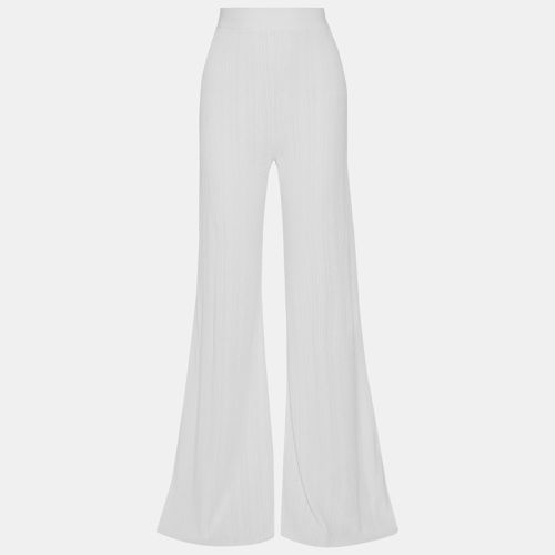 Balmain White Crinkled Knit Flared Pants S (FR 36) - Balmain - Modalova