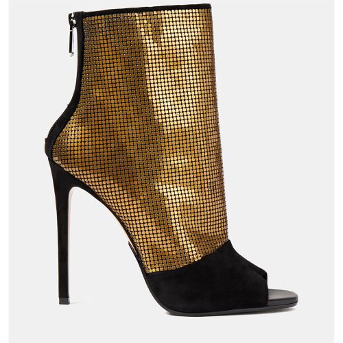 Balmain Suede Chainmail Peep Toe Ankle Boots 40 - Balmain - Modalova