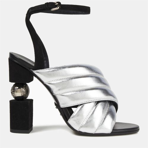 Balmain Black/Silver Leather Crisscross Mules Size 37 - Balmain - Modalova