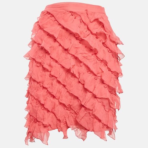 Blugirl Blumarine Pink Ruffled Chiffon Silk Pencil Skirt M - Blugirl Blumarine - Modalova