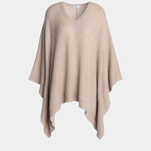 Brunello Cucinelli Beige Cashmere Sequined V-Neck Sweater XS - Brunello Cucinelli - Modalova