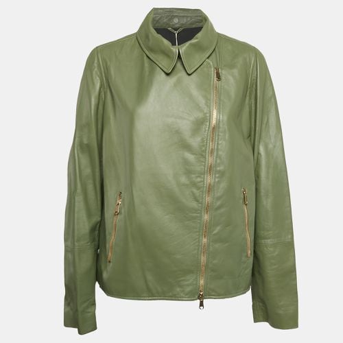 Brunello Cucinelli Green Leather Monili Bead Neck Belted Jacket L - Brunello Cucinelli - Modalova