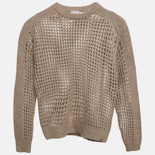 Brunello Cucinelli Beige Wool and Lurex Open Knit Sweater M - Brunello Cucinelli - Modalova