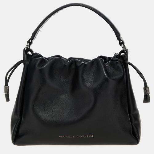 Brunello Cucinelli Black leather Mellow small bucket bag - Brunello Cucinelli - Modalova