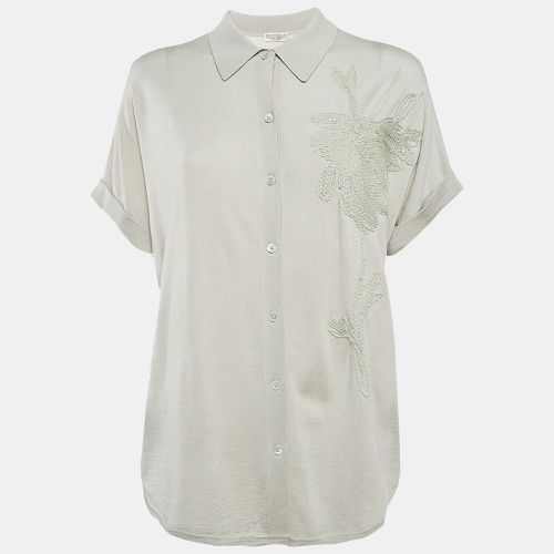 Brunello Cucinelli Green Embroidered Knit Loose Fit Shirt M - Brunello Cucinelli - Modalova