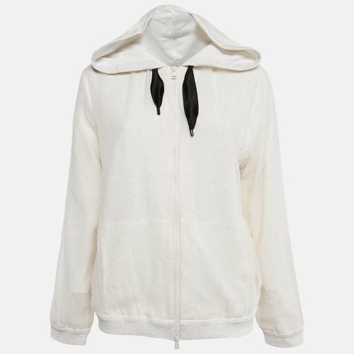 Brunello Cucinelli Cream Silk and Jersey Zip-Up Hoodie L - Brunello Cucinelli - Modalova