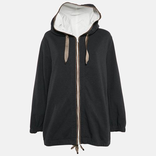 Brunello Cucinelli Dark Grey Cotton Knit Monili Bead Detail Hoodie M - Brunello Cucinelli - Modalova