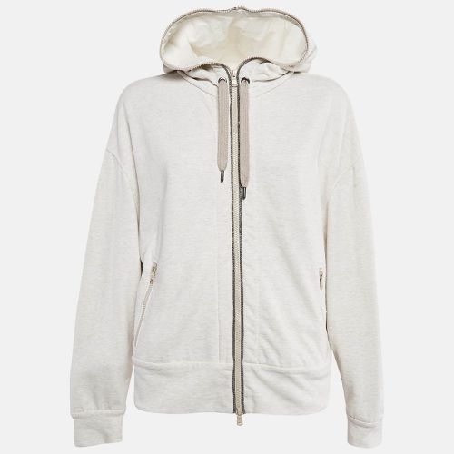 Brunello Cucinelli Grey Monili-Embellished Cotton Knit Hooded Sweatshirt M - Brunello Cucinelli - Modalova