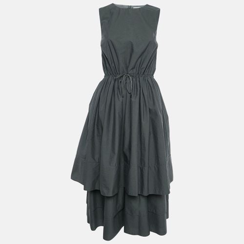 Brunello Cucinelli Grey Cotton Blend Drawstring Tiered Midi Dress M - Brunello Cucinelli - Modalova