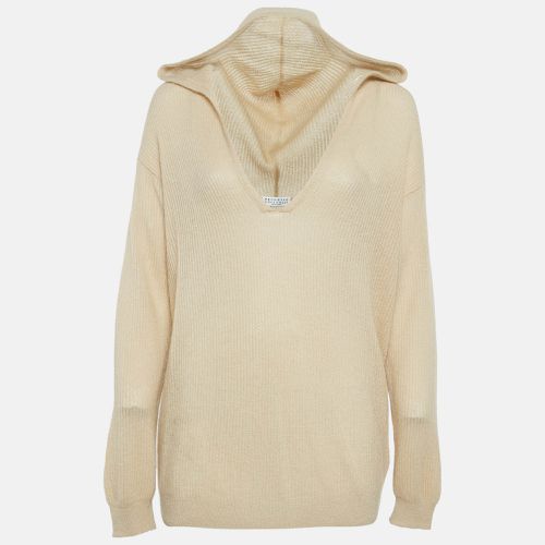 Brunello Cucinelli Beige Rib Knit Hooded Sweater L - Brunello Cucinelli - Modalova